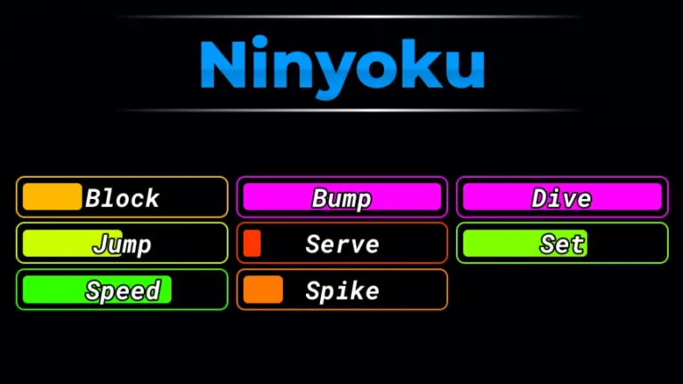 Tarjeta de estadísticas de Ninyoku en el juego